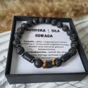 BRANSOLETKA MĘSKA LAWA WULKANICZNA TURMALIN HEMATYT OCHRONA SIŁA ODWAGA